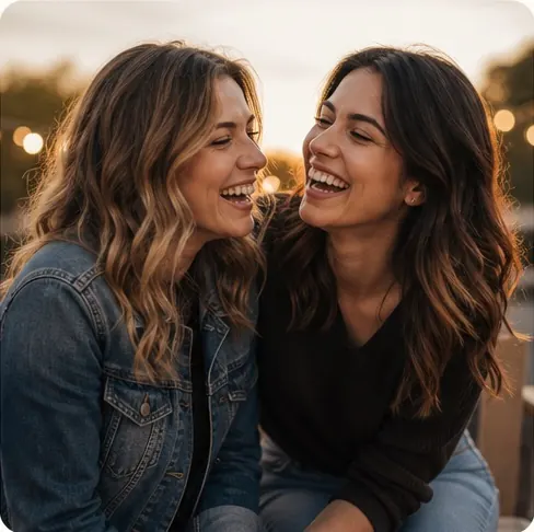 Best friends celebrating a shared memory